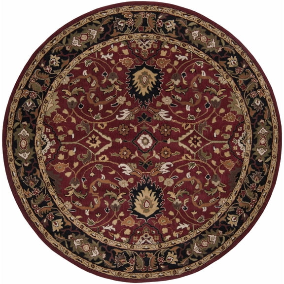 Hauteloom Encinitas Wool Living Room, Bedroom Area Rug - Traditional - Black, Beige, Purple - 9'9"-Round