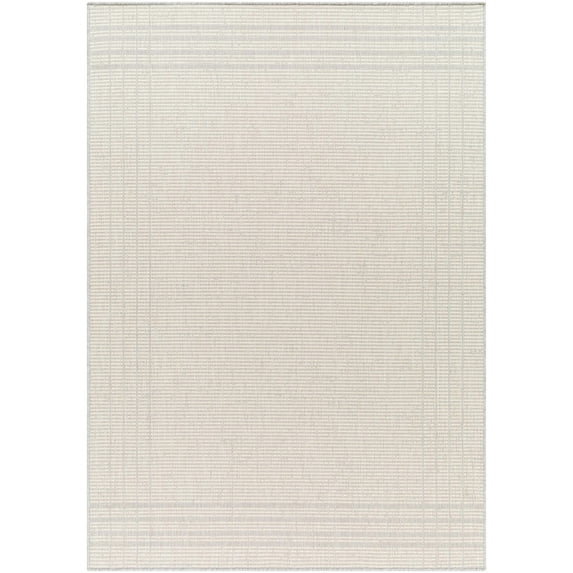 Hauteloom Eneco Living Room, Bedroom Patio Outdoor Area Rug - Contemporary - Bone, Dark Gray, Cloud Gray - 18" Sample