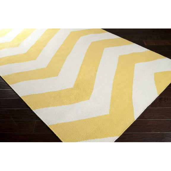 Hauteloom Enniskillen Wool Living Room, Bedroom Area Rug - Transitional - White, Yellow - 2' x 3'