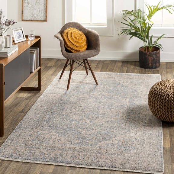 Hauteloom Enya Living Room, Bedroom Area Rug - Blue, Ivory - 9'2" x 12'