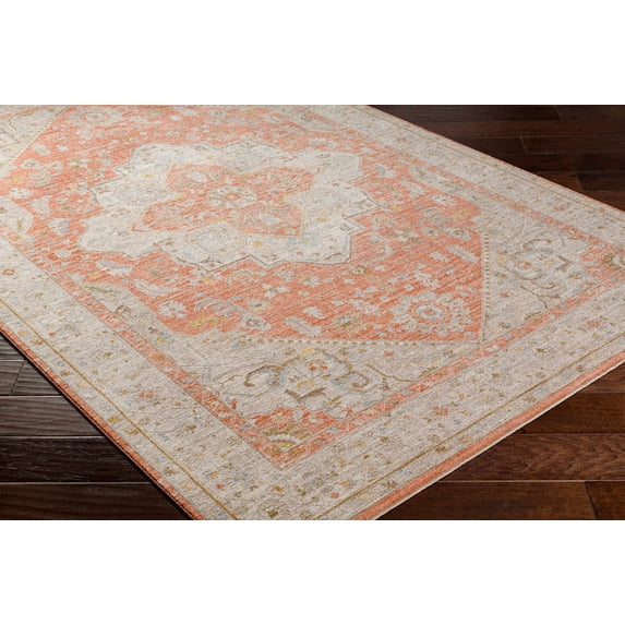 Hauteloom Eurus Living Room, Bedroom Area Rug - Traditional - Dusty Pink, Taupe, Medium Gray - 7'10" Round