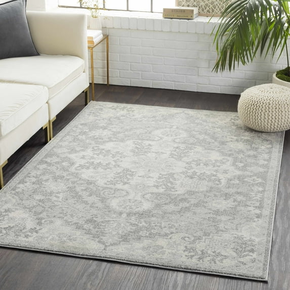 Hauteloom Everglades Living Room, Bedroom Area Rug - Traditional - Medium Gray, Charcoal, Beige - 2' x 2'11"