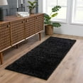 thumbnail image 1 of Hauteloom Faina Machine Washable Solid Shag Runner Rug - Plain Living Room Bedroom Shaggy Long Runner Rug - Fluffy Plush High Pile Carpet - Black - 2'7" x 7'3", 1 of 16