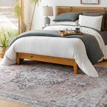 Hauteloom Fatih Medallion Living Room Bedroom Dining Room Area Rug - Machine Washable - Traditional Oriental - Vintage Distressed Faded - 5'3" x 7'3"