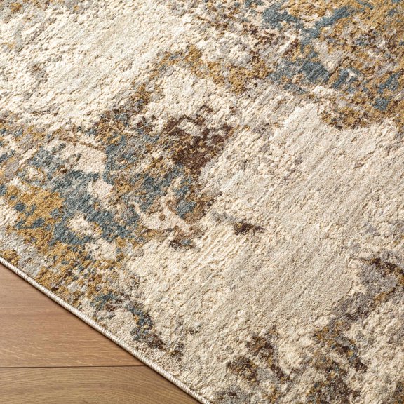 Hauteloom Goruf Living Room, Bedroom Area Rug - Abstract Distressed Faded - Contemporary Modern Transitional - Gray, Beige, Brown - 2' x 2'11"
