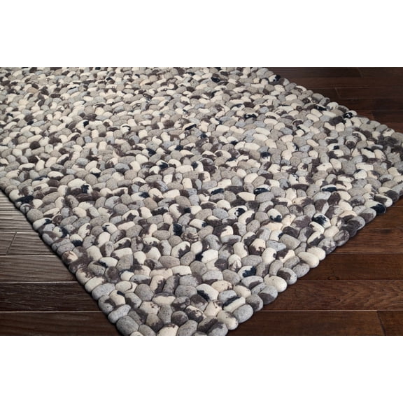 Hauteloom Fillmore Wool Living Room, Bedroom Area Rug - Natural Fibers - Black, Charcoal, Cream - 5' x 8'
