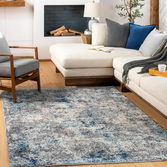 Hauteloom Findochty Living Room, Bedroom Area Rug - Contemporary - High Pile - Aqua, DarkBlue, MediumBrown - 18" Sample