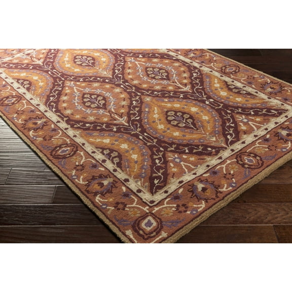 Hauteloom Fine Wool Hallway, Kitchen Runner Rug - Traditional - Burgundy, Camel, Rust - 2'6" x 8'