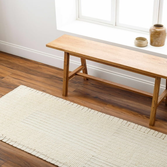 Hauteloom Firs Wool Hallway, Kitchen Runner Rug - Bohemian, Transitional - Beige, Peach - 2'6" x 8'