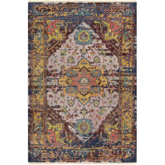 Hauteloom Flagtown Wool Living Room, Bedroom Area Rug - Traditional - Blue, Burgundy, Dusty Coral - 9' x 13'