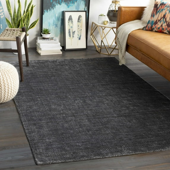 Hauteloom Flat Wool Living Room, Bedroom Area Rug - Contemporary - Black, Light Gray - 4' x 6'