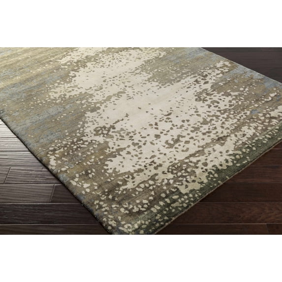 Hauteloom Fluker Wool Living Room, Bedroom Area Rug - Contemporary - Charcoal, Taupe, Black - 2' x 3'