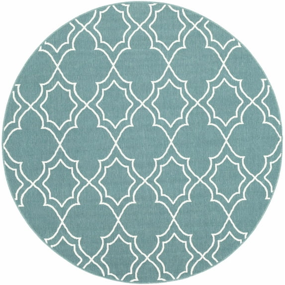 Hauteloom Folsom Living Room, Bedroom Patio Outdoor Area Rug - Indoor/Outdoor - Green, White - 5'3"-Round