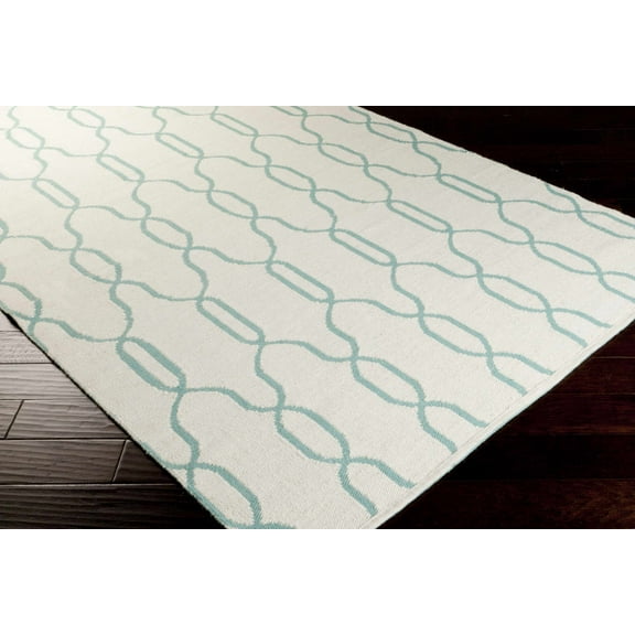 Hauteloom Franklintown Wool Hallway, Kitchen Runner Rug - Transitional - Cream, Aqua - 2'6" x 8'