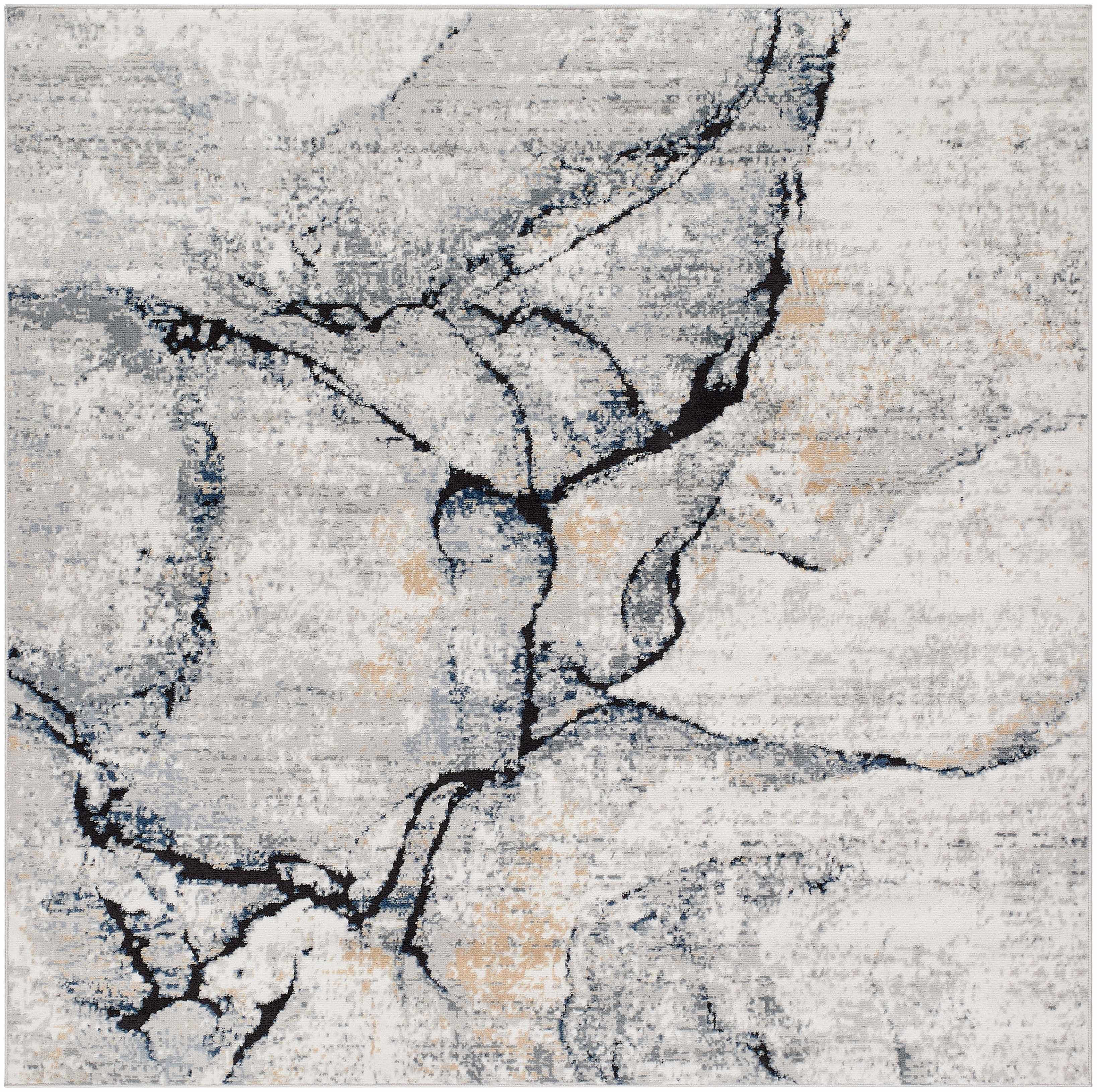Fremantle 7'10" Square Gray Marble Polypropylene Rug