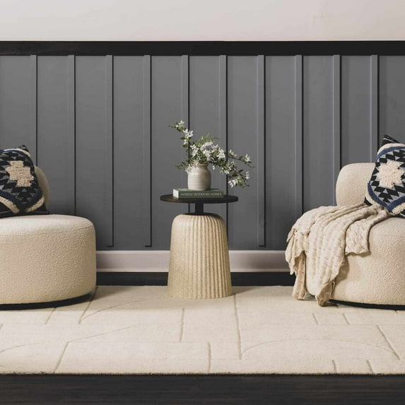 Hauteloom Fusao Wool Living Room, Bedroom Area Rug - Contemporary - Beige, Light Beige - 5' x 7'6"