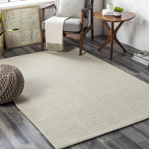 Hauteloom Gabbs Wool Living Room, Bedroom Area Rug - Contemporary - Cream - 2' x 3'
