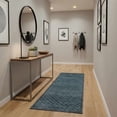 thumbnail image 1 of Hauteloom Gaiwan Hallway, Kitchen Machine Washable Runner Rug - Square Piles, Checkered - Petrol Blue, Light Black - 2'7" x 7'3", 1 of 5