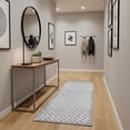 thumbnail image 1 of Hauteloom Gaiwan Hallway, Kitchen Machine Washable Runner Rug - Square Piles, Checkered - White, Light Gray - 2'7" x 7'3", 1 of 13