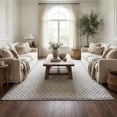 thumbnail image 1 of Hauteloom Gaiwan Living Room, Bedroom Machine Washable Area Rug - Square Piles, Checkered - White, Light Gray - 6'7" x 9', 1 of 13