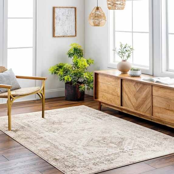 Hauteloom Gali Living Room, Bedroom Area Rug - Traditional - Cream, Light Brown, Dark Brown - 7'10" x 10'2"