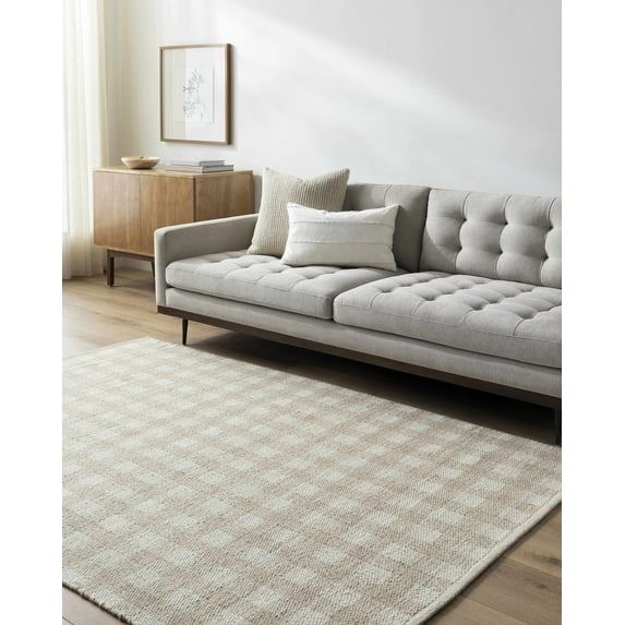 Hauteloom Garth Wool Living Room, Bedroom Area Rug - Traditional, Transitional - Tan, Ivory - 18" x 18" Sample