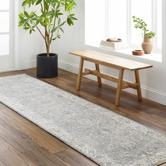 Hauteloom Gauge Hallway, Kitchen Runner Rug - Traditional - Natural Gray, Gray, Multi Brown - 2'7" x 7'3"