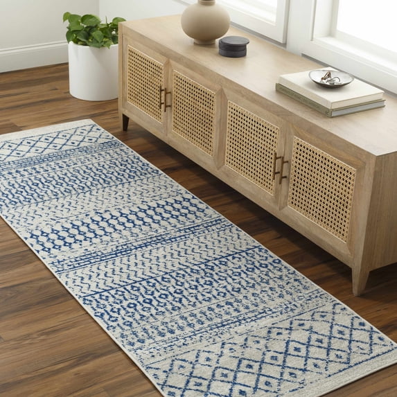 Hauteloom Gaura Hallway, Kitchen Runner Rug - Gray, Blue - 2'7" x 14'