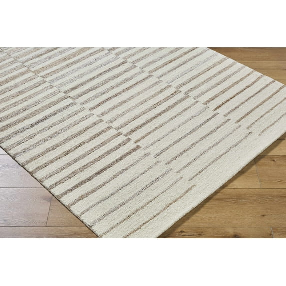 Hauteloom Gawel Wool Living Room, Bedroom Area Rug - Contemporary - Bone, Walnut, Cloud Gray - 18" Sample