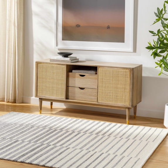 Hauteloom Gawel Wool Living Room, Bedroom Area Rug - Contemporary - Light Gray, Charcoal, Gray - 5' x 7'6"