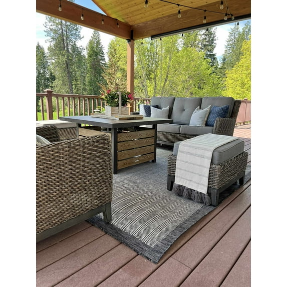 Hauteloom Genet Living Room, Bedroom Patio Outdoor Area Rug - Gray, Purple - 2' x 3'