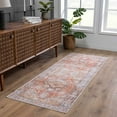 thumbnail image 1 of Hauteloom Georgia Eira Machine Washable Kitchen Runner Rug - Medallion Faded Style - Entryway Distressed Long Carpet - Terra Cotta, Brick Red, Brown, Orange, Blue - 2'7" x 7'3", 1 of 10