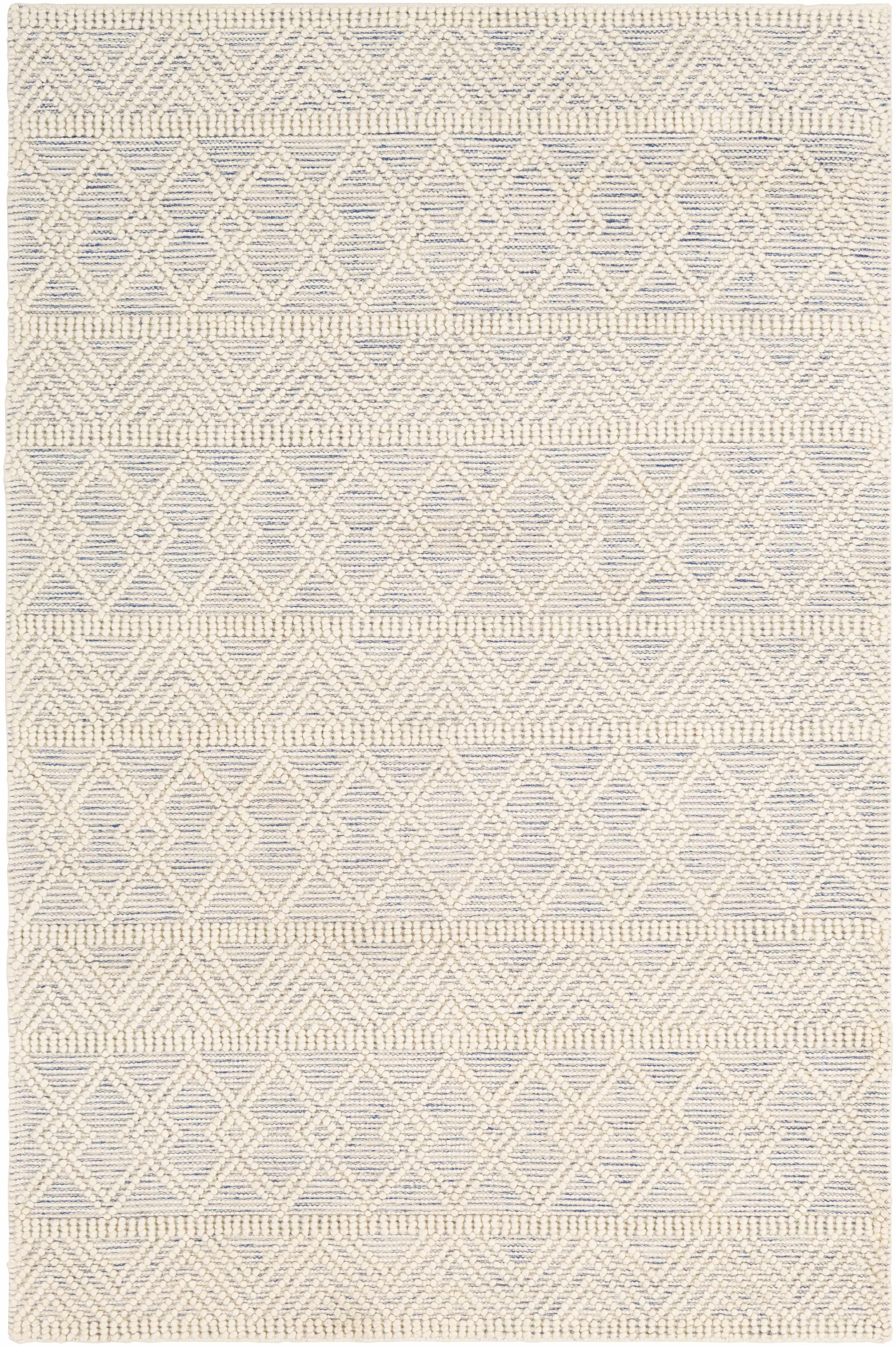 Ginter Blue and White Handmade Wool 5' x 7'6" Area Rug