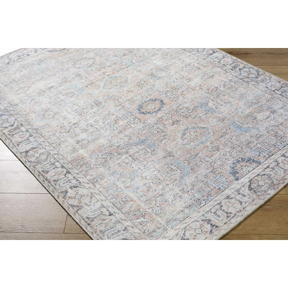 Hauteloom Giona Living Room, Bedroom Area Rug - Traditional - Charcoal, Blue, Light Blue - 5'3" x 7'