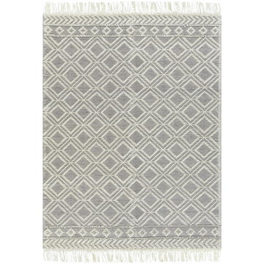 Hauteloom Glastonbury Wool Living Room, Bedroom Area Rug - Traditional, Transitional - Gray, White - 6' x 9'