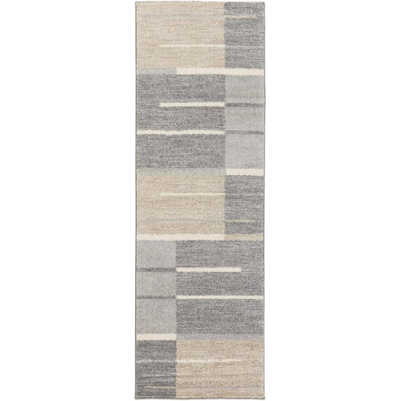 Hauteloom Glouster Hallway, Kitchen Runner Rug - Shag - High Pile - Gray, Ivory - 2'7" x 8'