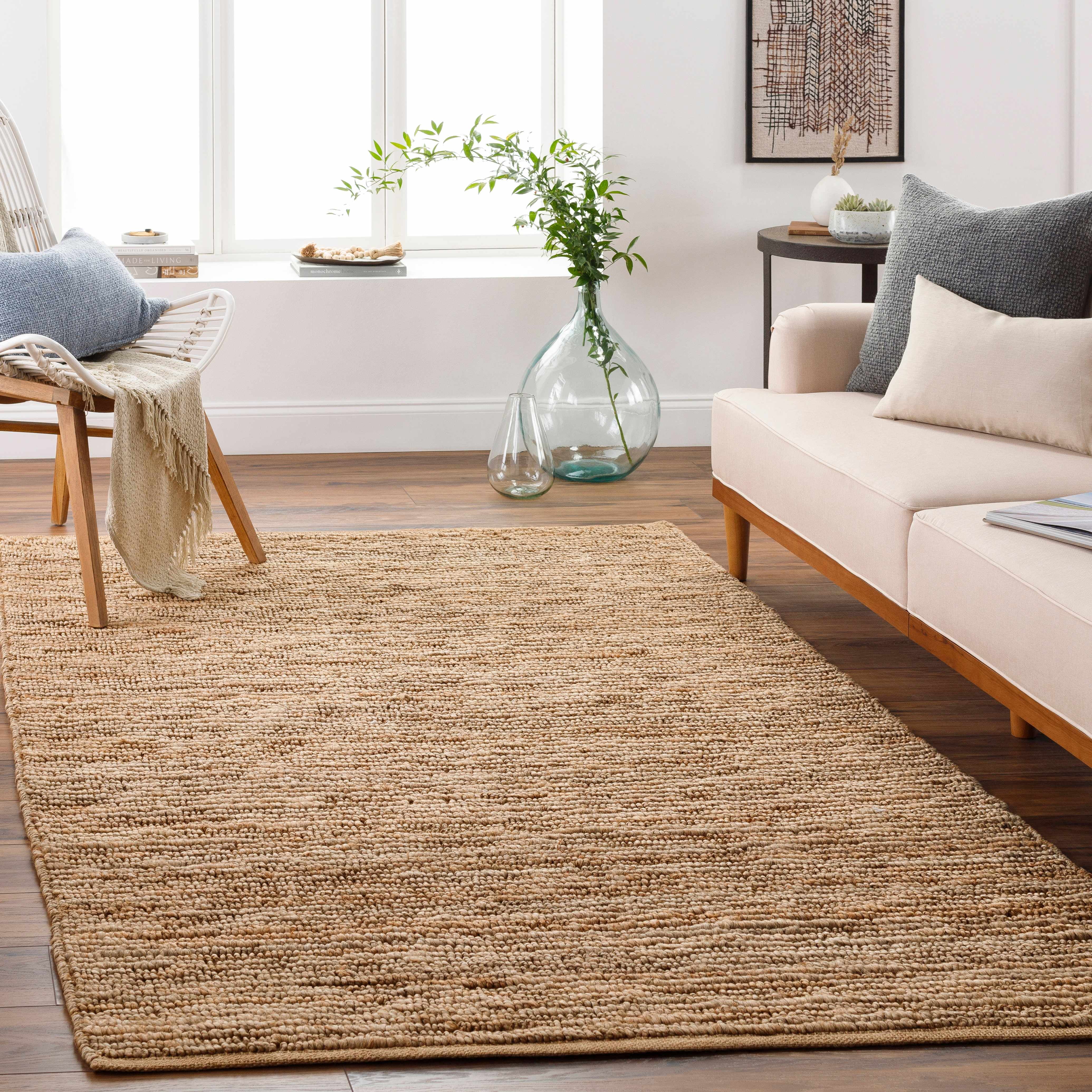 Hauteloom Glover Jute Living Room, Bedroom Area Rug - Traditional, Transitional - Tan - 10' x 14'