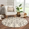 thumbnail image 1 of Hauteloom Godalming Living Room, Bedroom Area Rug - Bohemian/Global - Plush Pile - Charcoal, Beige - 5'3" Round, 1 of 20
