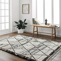 Hauteloom Gomez Living Room, Bedroom Area Rug - Bohemian, Transitional - Plush Pile - Bone, Taupe, Cloud Gray - 18" Sample