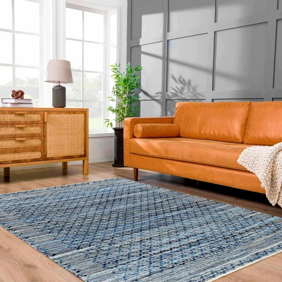 Hauteloom Goro Recycled Material Living Room, Bedroom Area Rug - Contemporary - Silver, Ink, Smoke - 18" Sample