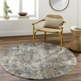thumbnail image 1 of Hauteloom Gorokan Contemporary Abstract Living Room Bedroom Dining Room Area Rug - Modern Distressed Bohemian Carpet - Brown, Cream, Beige, Brown, Gray - 5'3" Round, 1 of 17
