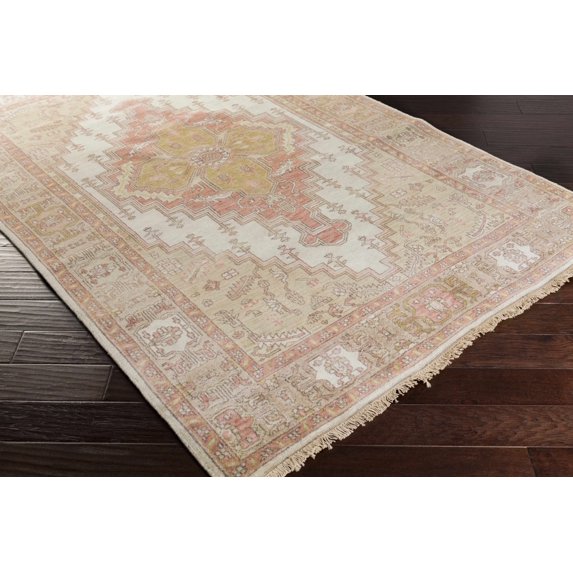 Hauteloom Grabill Wool Living Room, Bedroom Area Rug - Traditional - Plum, Mauve, Medium Gray - 8' Round