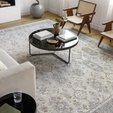 Hauteloom Gowan Living Room, Bedroom Farmhouse Area Rug - Natural Solid ...
