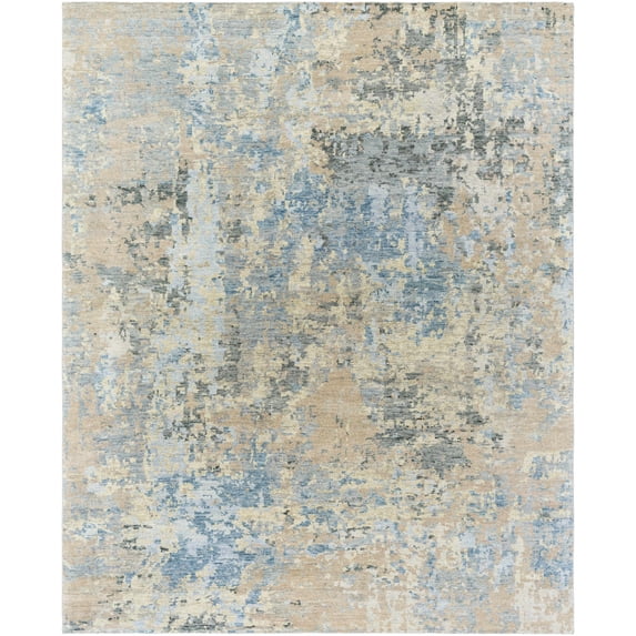 Hauteloom Greenhills Wool Living Room, Bedroom Area Rug - Contemporary - Tan, Beige, Denim - 8' x 10'