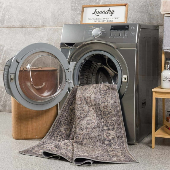 Hauteloom Greenpoint Living Room, Bedroom Machine Washable Area Rug - Farmhouse - Beige, Black, Medium Gray - 6'7"