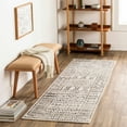 thumbnail image 1 of Hauteloom Greig Farmhouse Moroccan Geometric Runner Rug - Boho Aztec Tribal Carpet for Hallway, Kitchen - Bordered - Off White, Black, Grey - 2'7" x 7'3", 1 of 15