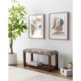 thumbnail image 1 of Hauteloom Greymouth Entryway Bedroom Bench - Cotton Foot Stool - Wooden Legs - Gray, Beige, Cream - 16" x 34" x 12", 1 of 8