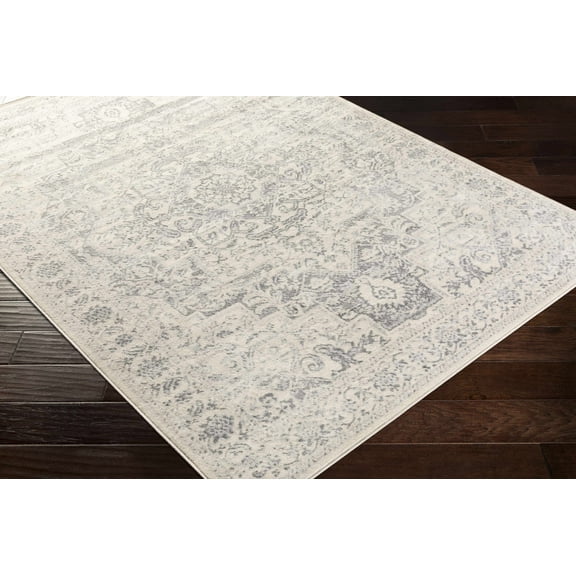 Hauteloom Guildhall Living Room, Bedroom Area Rug - Traditional - Silver Gray, Gray, Ivory - 8'10" x 12'4"