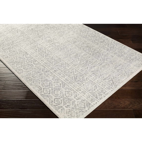 Hauteloom Hadlow Hallway, Kitchen Runner Rug - Bohemian, Transitional - Gray, Light Gray, White - 2'7" x 7'6"