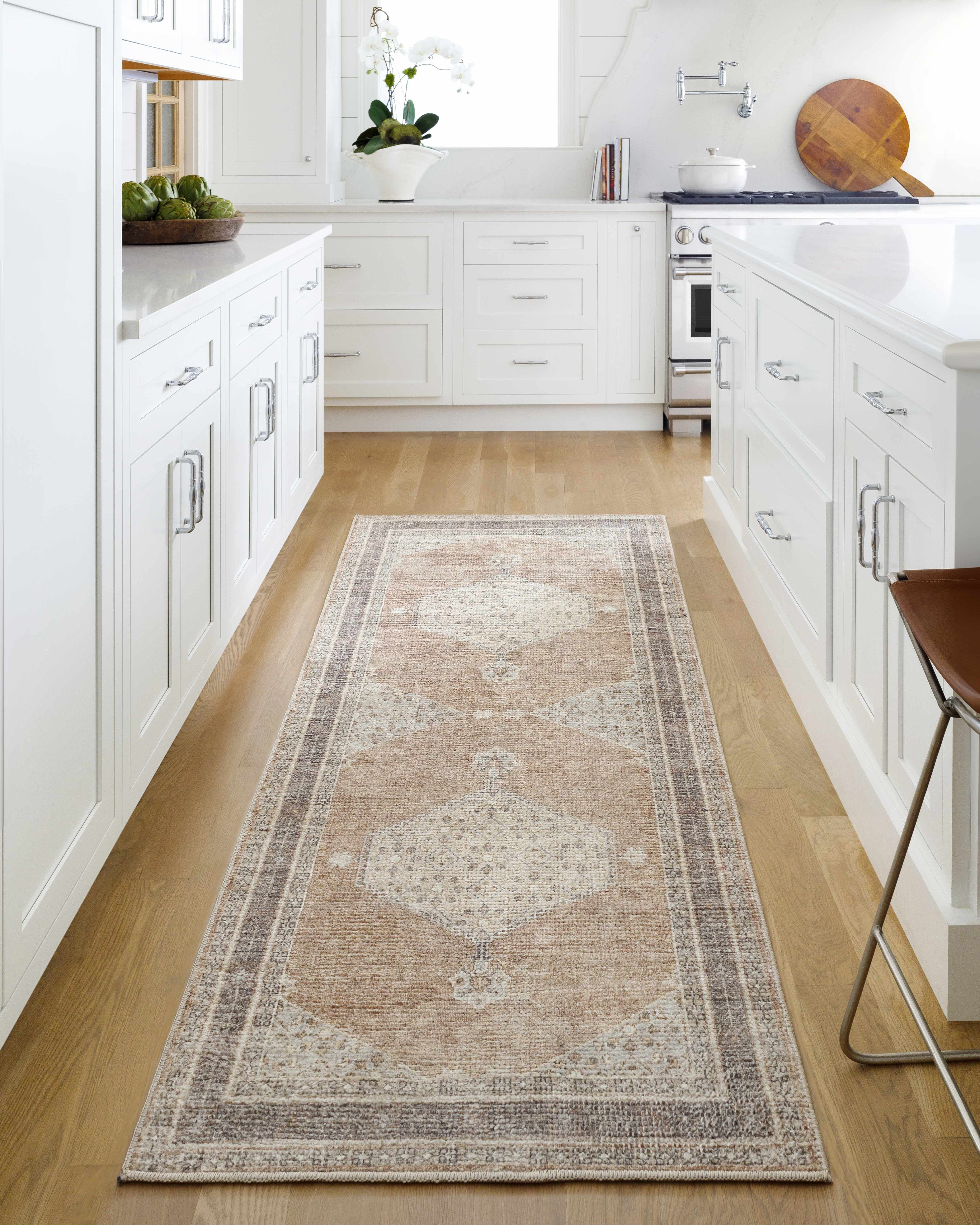 Hauteloom Becki Owens Selection Haide Farmhouse Medallion Hallway Kitchen Runner Rug Oriental Transitional Distressed Cream Pink Brown 2 7 x 7 3 Walmart